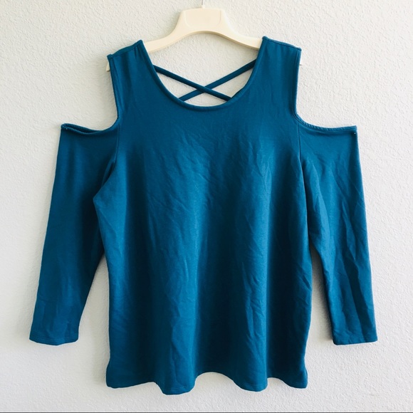 Lane Bryant Tops - Lane Bryant Blue Cold Shoulder Top